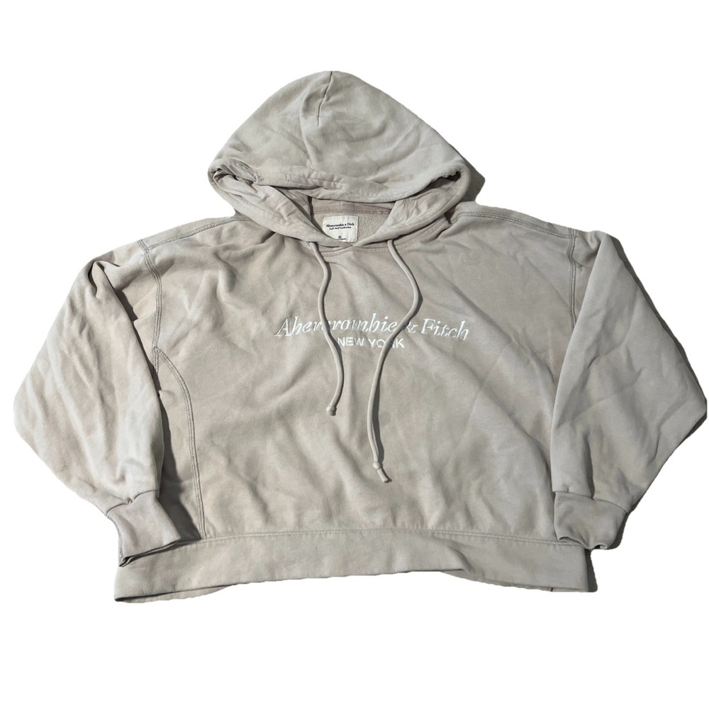Abercrombie & Fitch New York Hoodie Soft A&F Fleece Size XL Boxy Cropped Fit